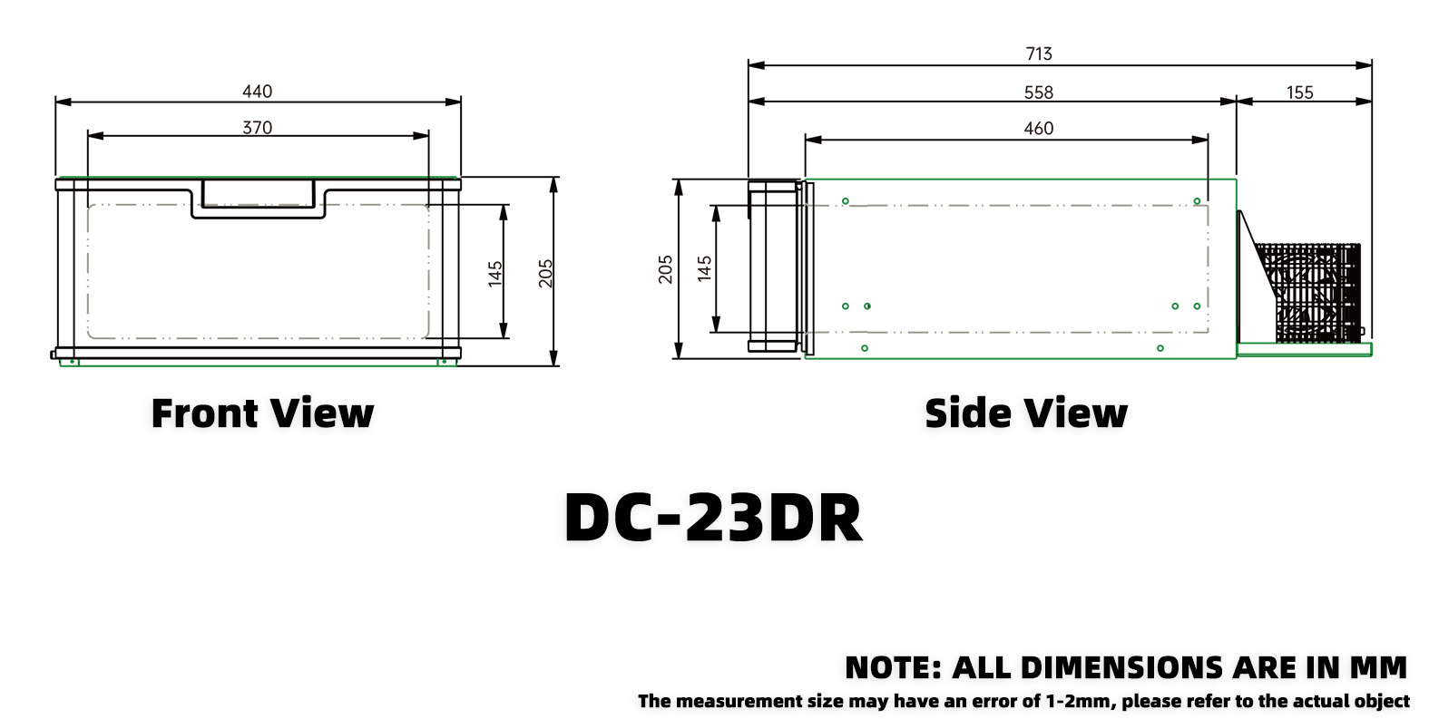 Product Dimension DC-23DR