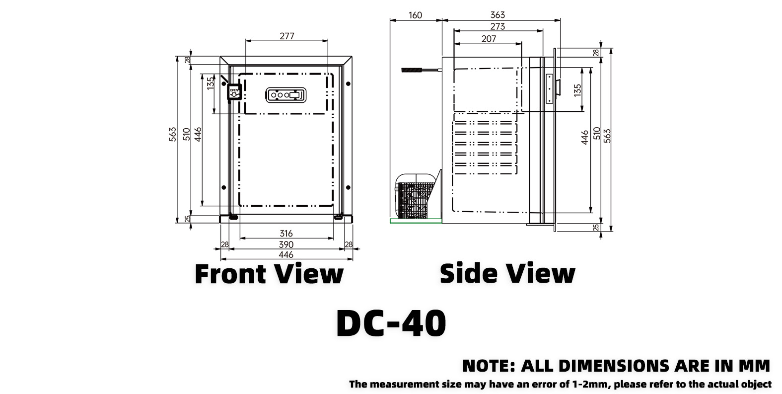 Product Dimension DC-40