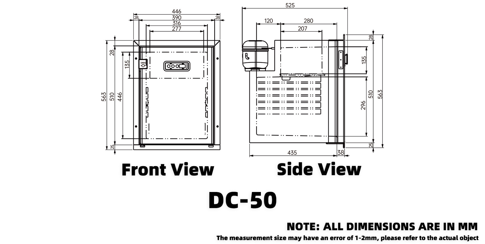 Product Dimension DC-50
